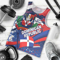 Dominican Republic Independence Day Men Tank Top 27th February Coat Of Arms Grunge Texture