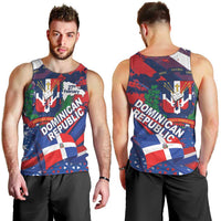 Dominican Republic Independence Day Men Tank Top 27th February Coat Of Arms Grunge Texture