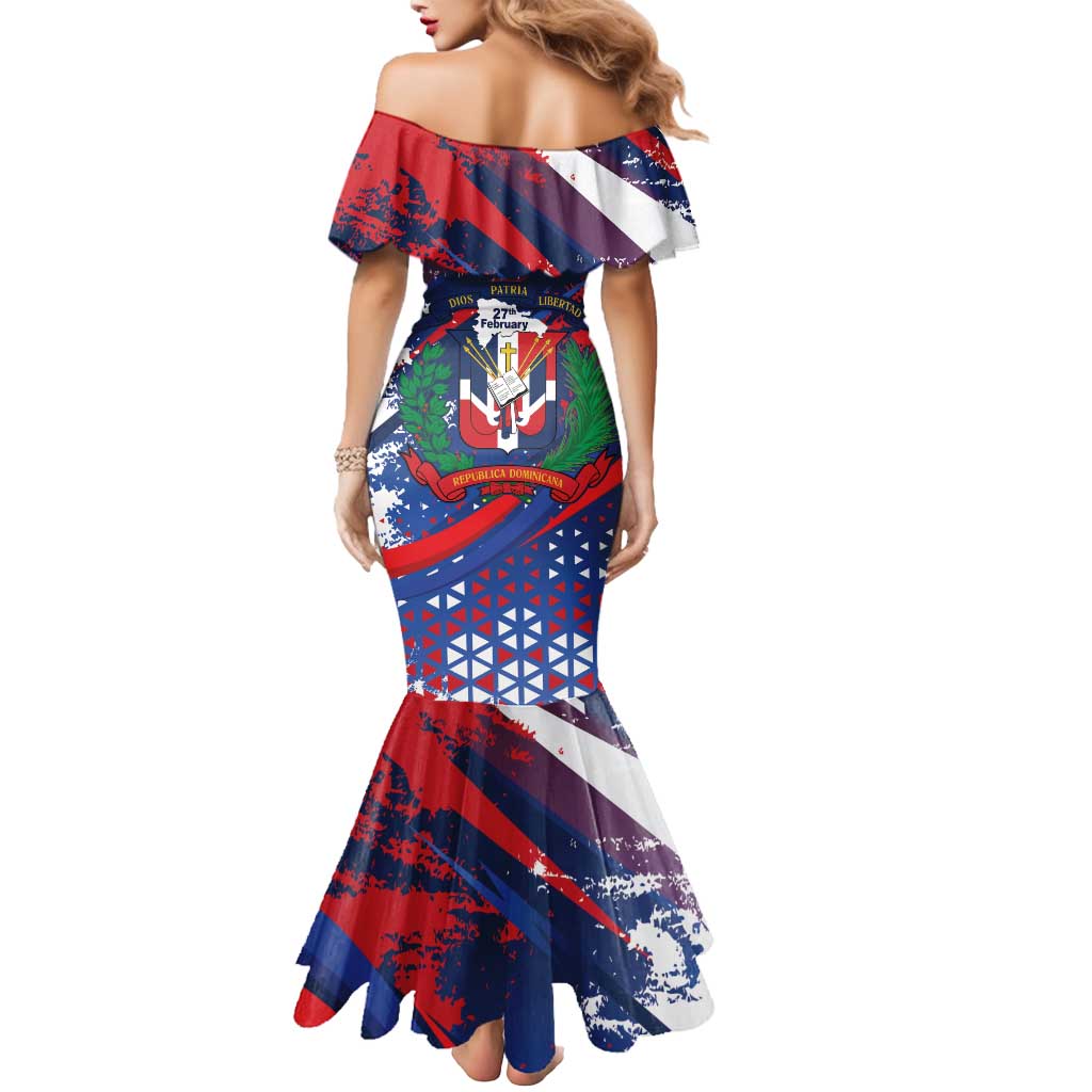 Dominican Republic Independence Day Mermaid Dress 27th February Coat Of Arms Grunge Texture