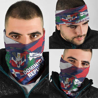 Dominican Republic Independence Day Neck Gaiter 27th February Coat Of Arms Grunge Texture