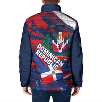 Dominican Republic Independence Day Padded Jacket 27th February Coat Of Arms Grunge Texture