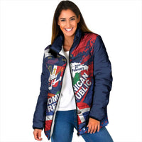 Dominican Republic Independence Day Padded Jacket 27th February Coat Of Arms Grunge Texture