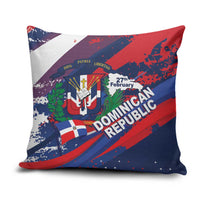 Dominican Republic Independence Day Pillow Cover 27th February Coat Of Arms Grunge Texture