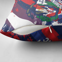 Dominican Republic Independence Day Pillow Cover 27th February Coat Of Arms Grunge Texture