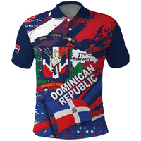 Dominican Republic Independence Day Polo Shirt 27th February Coat Of Arms Grunge Texture