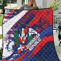 Dominican Republic Independence Day Quilt 27th February Coat Of Arms Grunge Texture