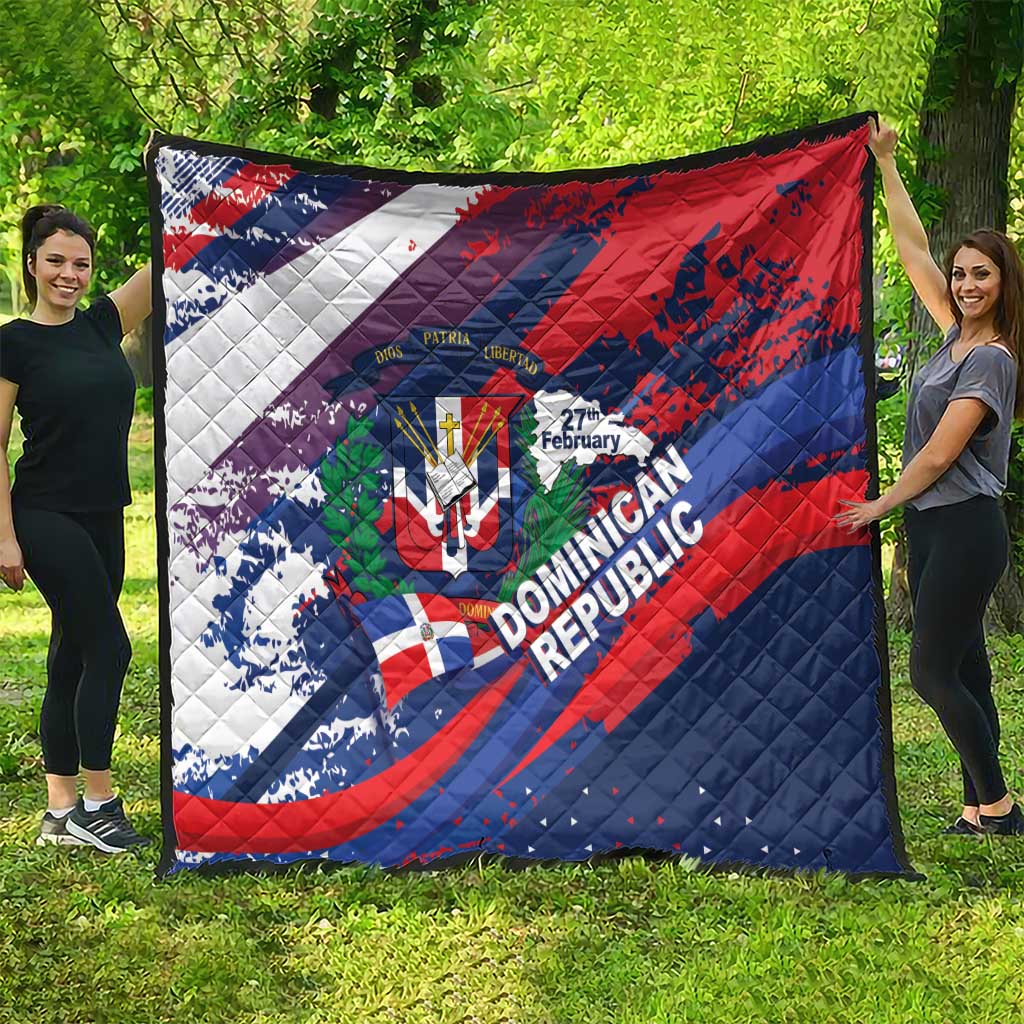 Dominican Republic Independence Day Quilt 27th February Coat Of Arms Grunge Texture