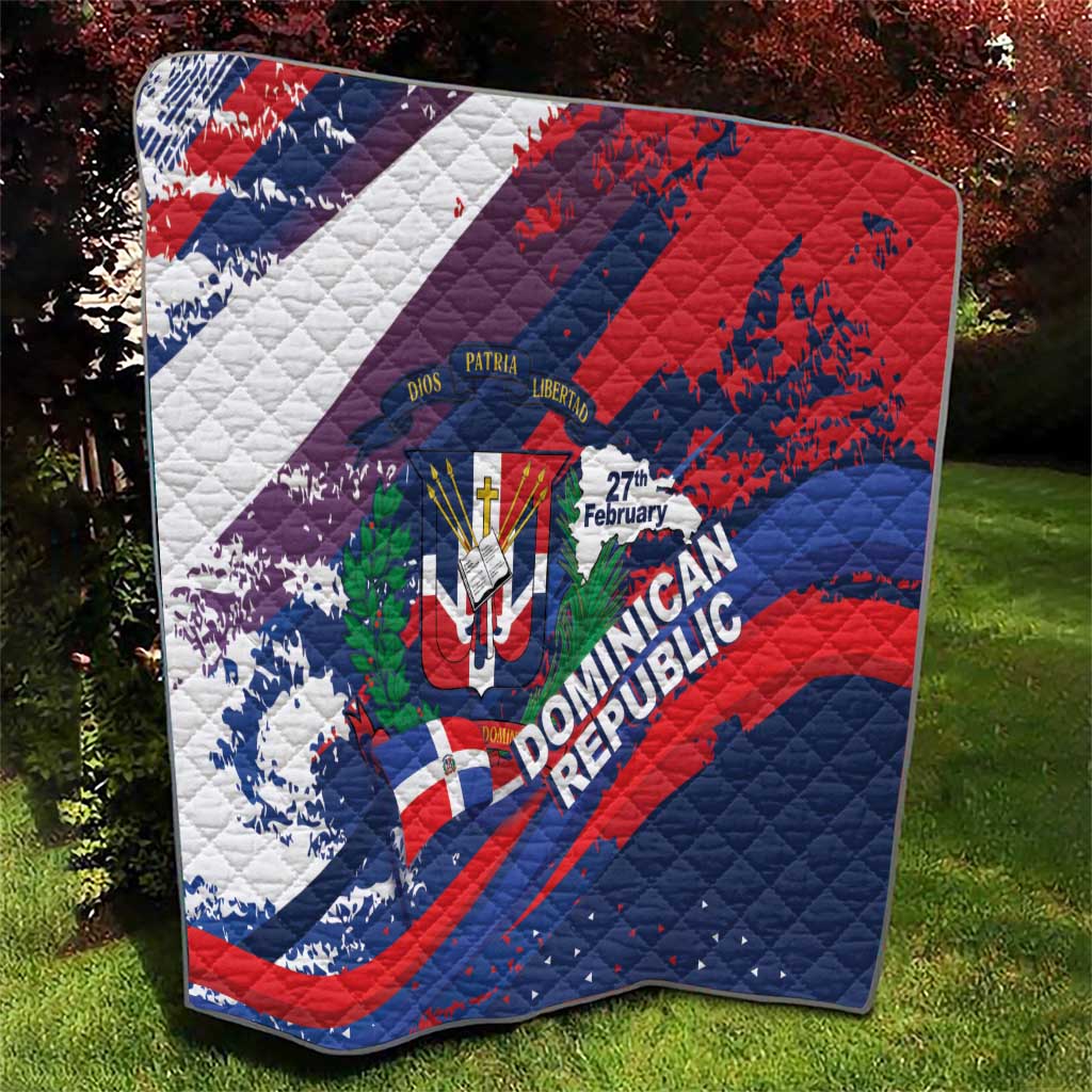 Dominican Republic Independence Day Quilt 27th February Coat Of Arms Grunge Texture
