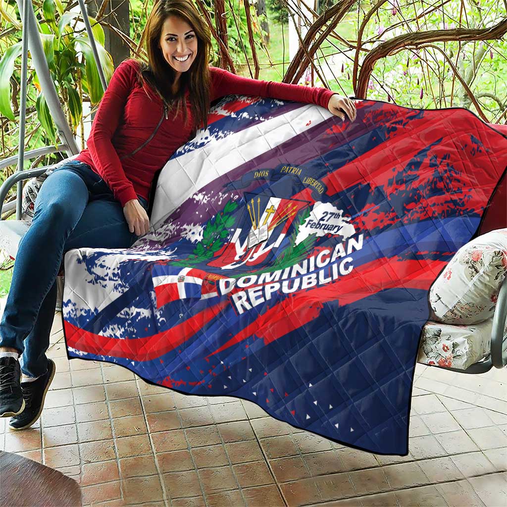 Dominican Republic Independence Day Quilt 27th February Coat Of Arms Grunge Texture