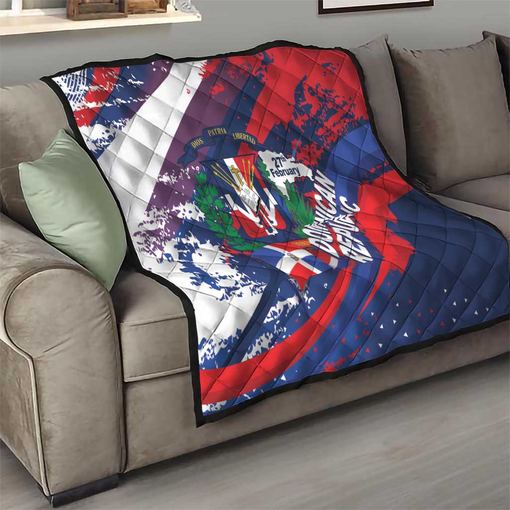 Dominican Republic Independence Day Quilt 27th February Coat Of Arms Grunge Texture