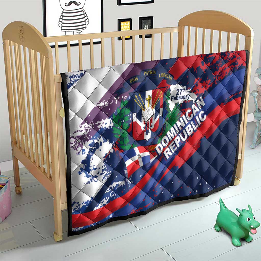 Dominican Republic Independence Day Quilt 27th February Coat Of Arms Grunge Texture