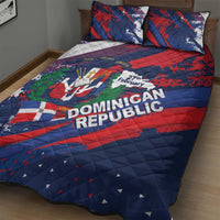 Dominican Republic Independence Day Quilt Bed Set 27th February Coat Of Arms Grunge Texture