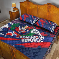 Dominican Republic Independence Day Quilt Bed Set 27th February Coat Of Arms Grunge Texture