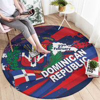 Dominican Republic Independence Day Round Carpet 27th February Coat Of Arms Grunge Texture