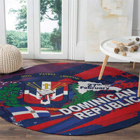 Dominican Republic Independence Day Round Carpet 27th February Coat Of Arms Grunge Texture