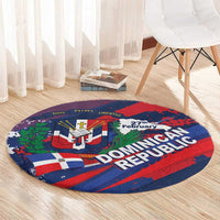 Dominican Republic Independence Day Round Carpet 27th February Coat Of Arms Grunge Texture
