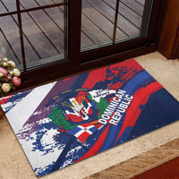 Dominican Republic Independence Day Rubber Doormat 27th February Coat Of Arms Grunge Texture