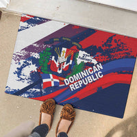 Dominican Republic Independence Day Rubber Doormat 27th February Coat Of Arms Grunge Texture