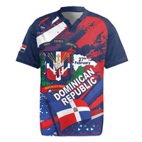 Dominican Republic Independence Day Rugby Jersey 27th February Coat Of Arms Grunge Texture