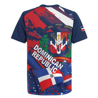 Dominican Republic Independence Day Rugby Jersey 27th February Coat Of Arms Grunge Texture