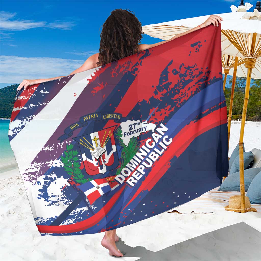 Dominican Republic Independence Day Sarong 27th February Coat Of Arms Grunge Texture