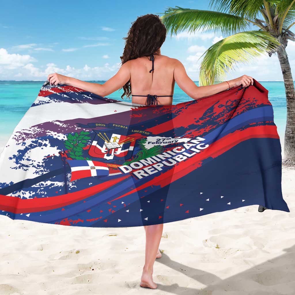 Dominican Republic Independence Day Sarong 27th February Coat Of Arms Grunge Texture
