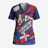 Dominican Republic Independence Day Scrub Top 27th February Coat Of Arms Grunge Texture