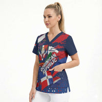 Dominican Republic Independence Day Scrub Top 27th February Coat Of Arms Grunge Texture