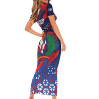 Dominican Republic Independence Day Short Sleeve Bodycon Dress 27th February Coat Of Arms Grunge Texture