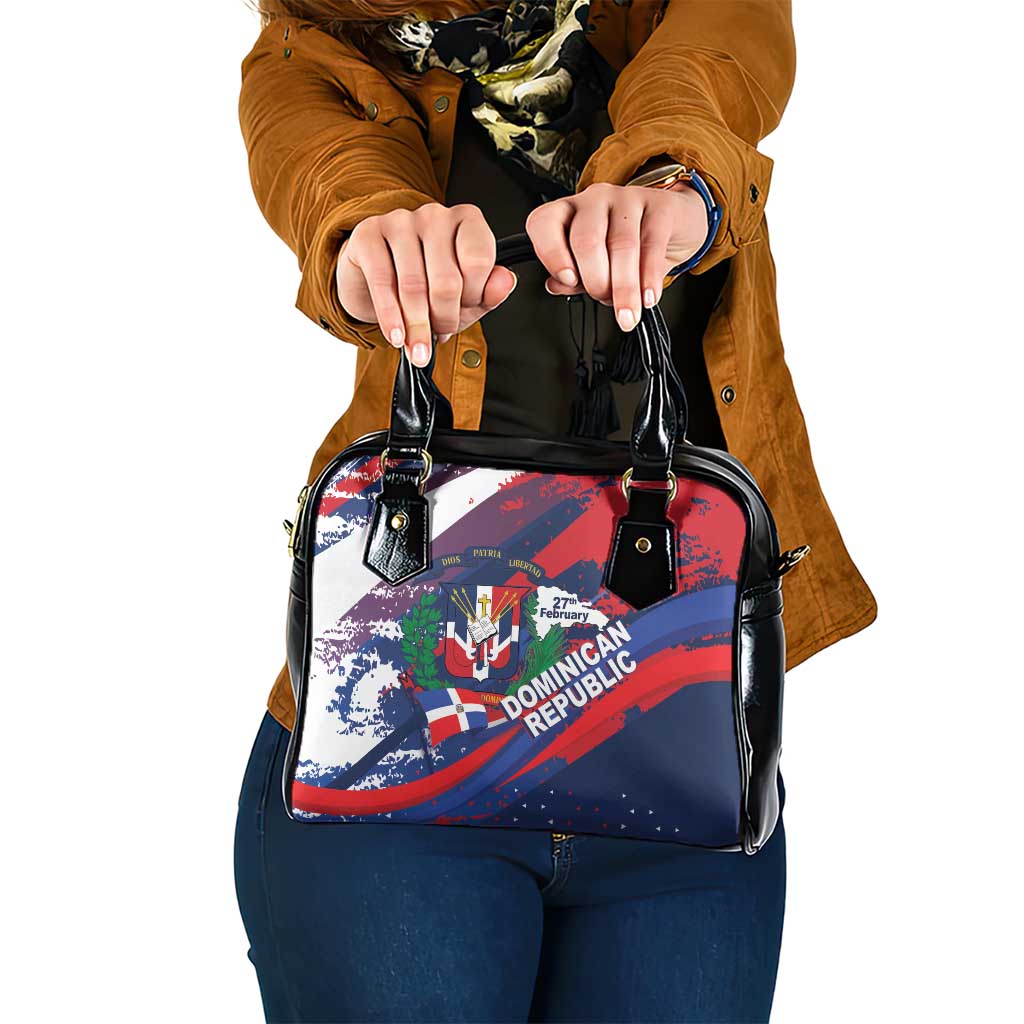 Dominican Republic Independence Day Shoulder Handbag 27th February Coat Of Arms Grunge Texture