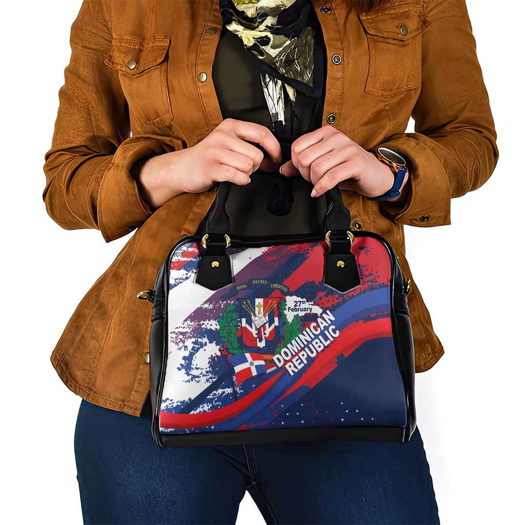 Dominican Republic Independence Day Shoulder Handbag 27th February Coat Of Arms Grunge Texture