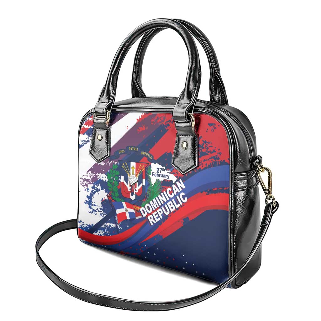 Dominican Republic Independence Day Shoulder Handbag 27th February Coat Of Arms Grunge Texture