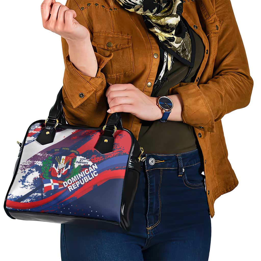 Dominican Republic Independence Day Shoulder Handbag 27th February Coat Of Arms Grunge Texture