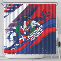 Dominican Republic Independence Day Shower Curtain 27th February Coat Of Arms Grunge Texture