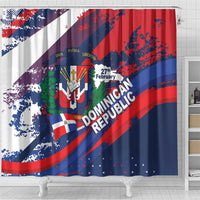Dominican Republic Independence Day Shower Curtain 27th February Coat Of Arms Grunge Texture