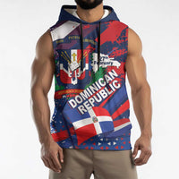 Dominican Republic Independence Day Sleeveless Hoodie 27th February Coat Of Arms Grunge Texture