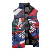 Dominican Republic Independence Day Sleeveless Puffer Jacket 27th February Coat Of Arms Grunge Texture