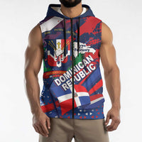 Dominican Republic Independence Day Sleeveless Zip Hoodie 27th February Coat Of Arms Grunge Texture