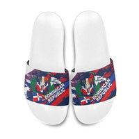 Dominican Republic Independence Day Slide Sandals 27th February Coat Of Arms Grunge Texture