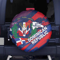 Dominican Republic Independence Day Spare Tire Cover 27th February Coat Of Arms Grunge Texture