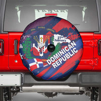 Dominican Republic Independence Day Spare Tire Cover 27th February Coat Of Arms Grunge Texture