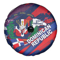 Dominican Republic Independence Day Spare Tire Cover 27th February Coat Of Arms Grunge Texture