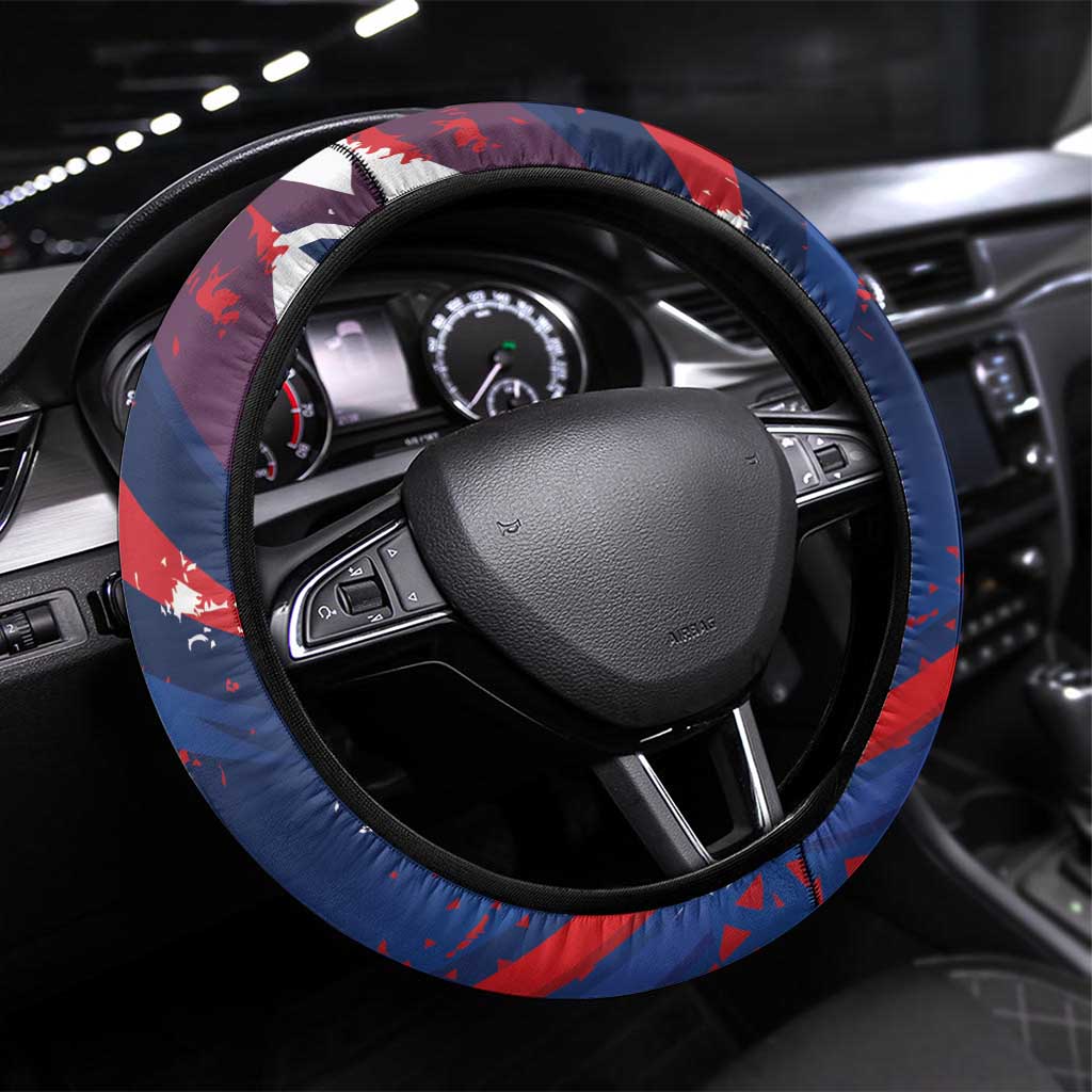 Dominican Republic Independence Day Steering Wheel Cover 27th February Coat Of Arms Grunge Texture