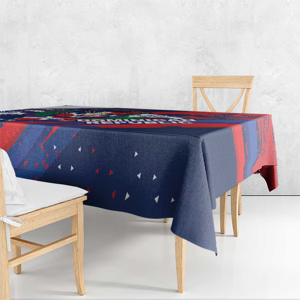 Dominican Republic Independence Day Tablecloth 27th February Coat Of Arms Grunge Texture