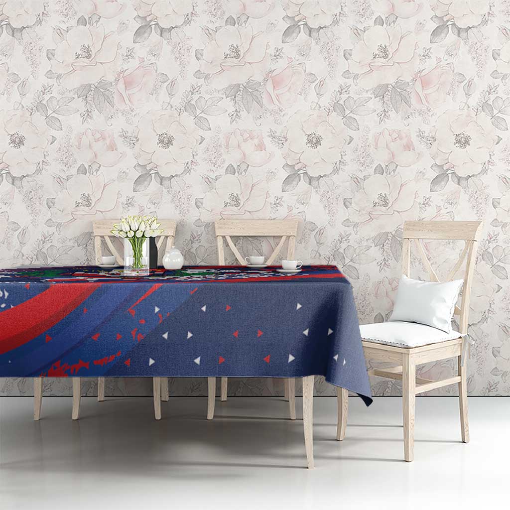 Dominican Republic Independence Day Tablecloth 27th February Coat Of Arms Grunge Texture