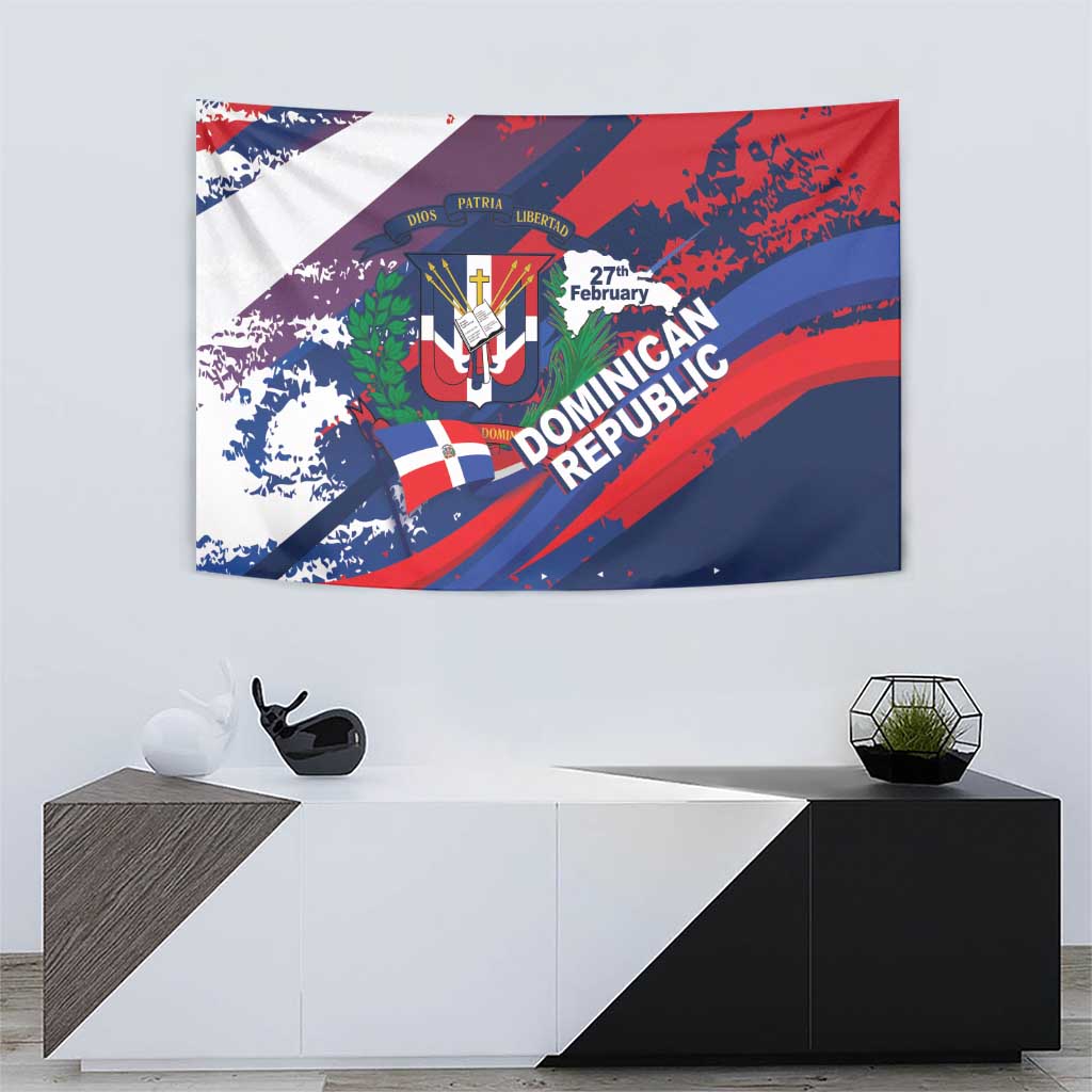Dominican Republic Independence Day Tapestry 27th February Coat Of Arms Grunge Texture
