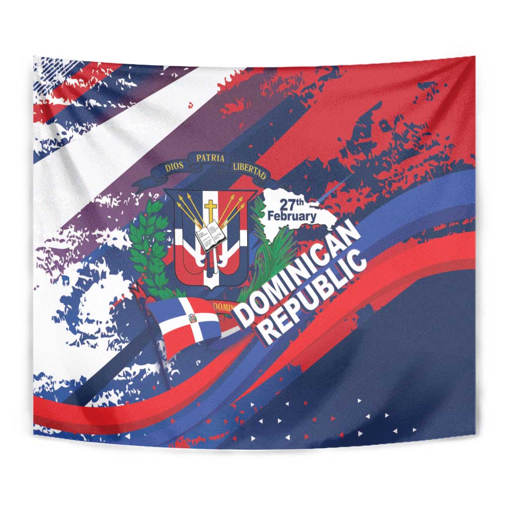 Dominican Republic Independence Day Tapestry 27th February Coat Of Arms Grunge Texture