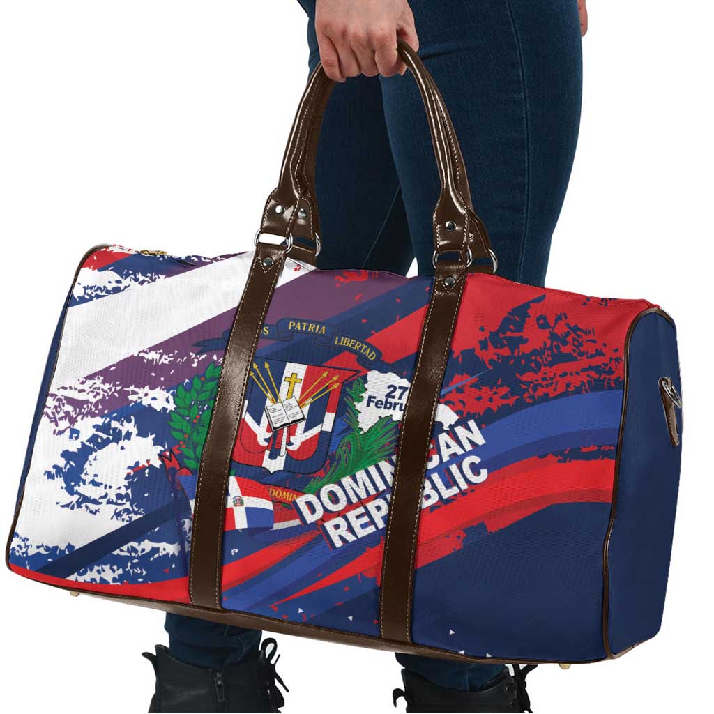 Dominican Republic Independence Day Travel Bag 27th February Coat Of Arms Grunge Texture
