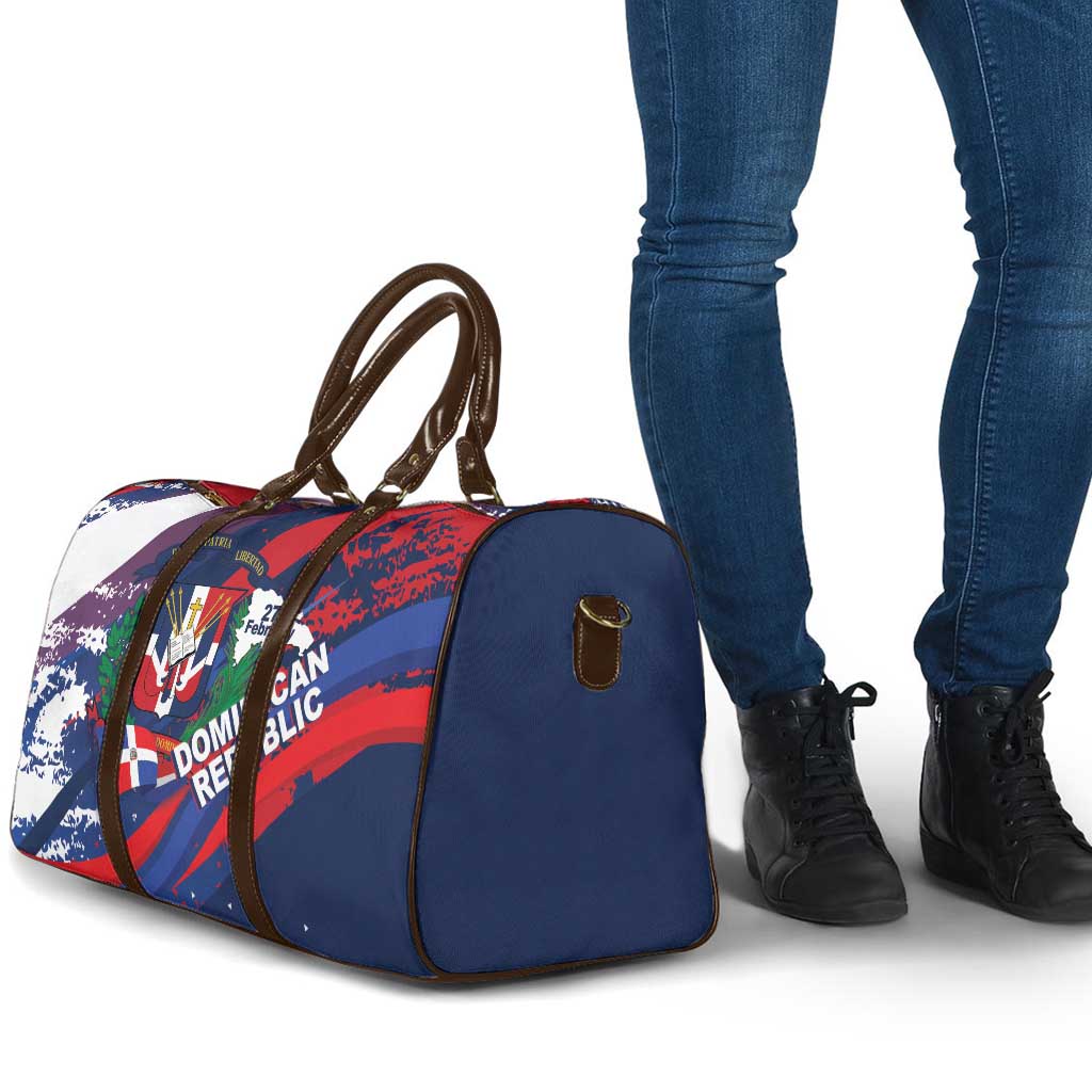 Dominican Republic Independence Day Travel Bag 27th February Coat Of Arms Grunge Texture