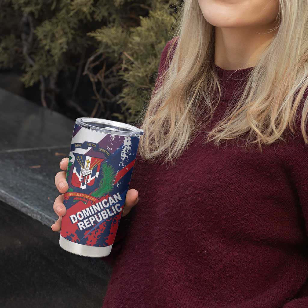 Dominican Republic Independence Day Tumbler Cup 27th February Coat Of Arms Grunge Texture